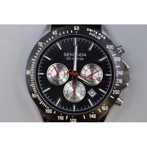 68 - A Sekonda Black Dial With Silver Accents Chronograph Gents Quartz Watch, Working