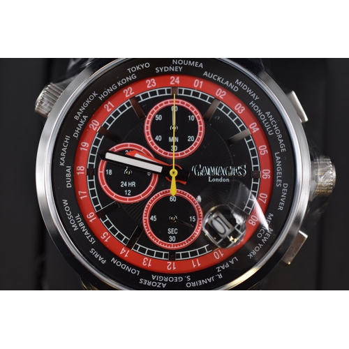 75 - A Limited Edition Gamages London Lambent Red World Time Chronograph Watch, In Presentation Box. As N... 