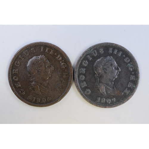 128 - George III 1806 and 1807 Half Pennies