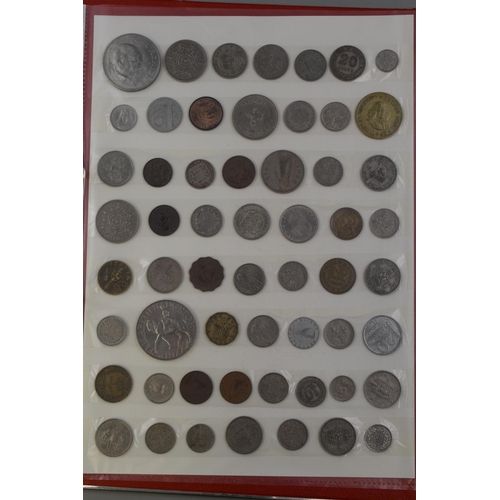 146 - Folder Containing approx 200 Mixed GB and Worldwide Coinage