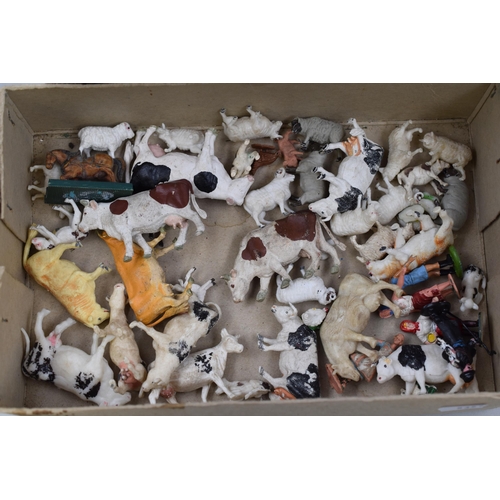 168 - Selection of Vintage Britains Farmyard Animals in a Lion Clear Gum Box