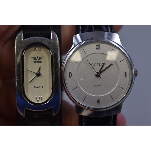 105 - Two Watches a Ladies Emporio Armani and a Men's Scene Watch (Both Working)