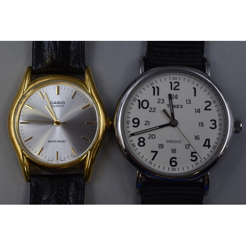 107 - Two Vintage Men's Watches Timex and Casio (Both Working)