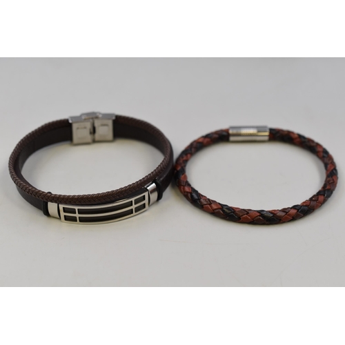 111 - Three Gents Equilibrium Designer Leather Bracelets, In Presentation Boxes