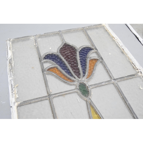 278 - Matching Edwardian set of 3 Door and Window Leaded Stained Glass Panels (Wall Panels 32