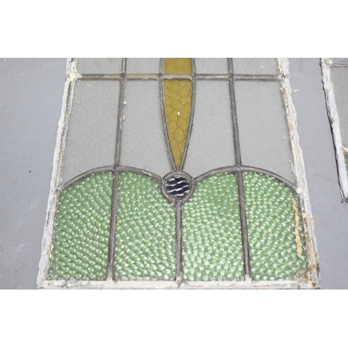 278 - Matching Edwardian set of 3 Door and Window Leaded Stained Glass Panels (Wall Panels 32