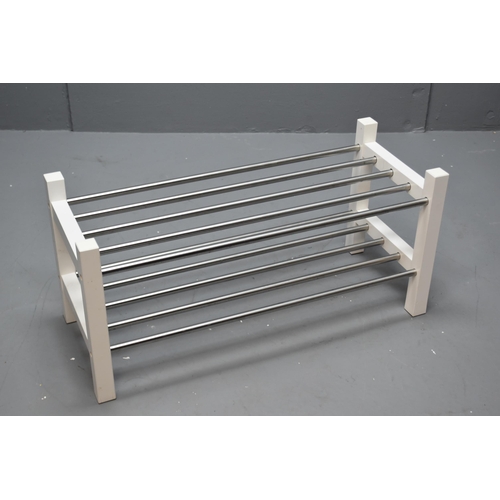 503 - Two tier shoe rack in white & chrome (14.5