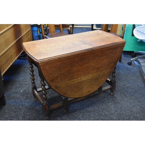 520 - Vintage Solid Oak Drop Leaf Table and Four Very Nice Quality Matching Walnut Dining Chairs, Table wi... 