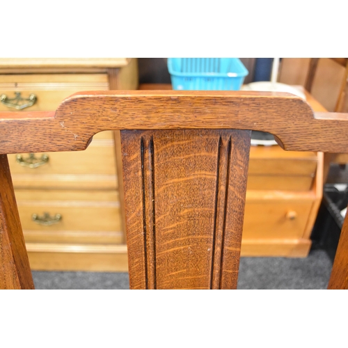 520 - Vintage Solid Oak Drop Leaf Table and Four Very Nice Quality Matching Walnut Dining Chairs, Table wi... 