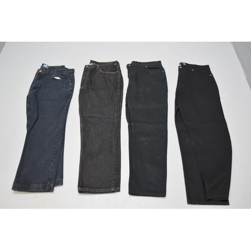 609 - Four Pairs of Gents Jeans/Trousers, Sizes 36-38. Includes Brooker, Forge, And Others