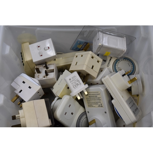 685 - Large selection of multiplugs, timers and adaptors.