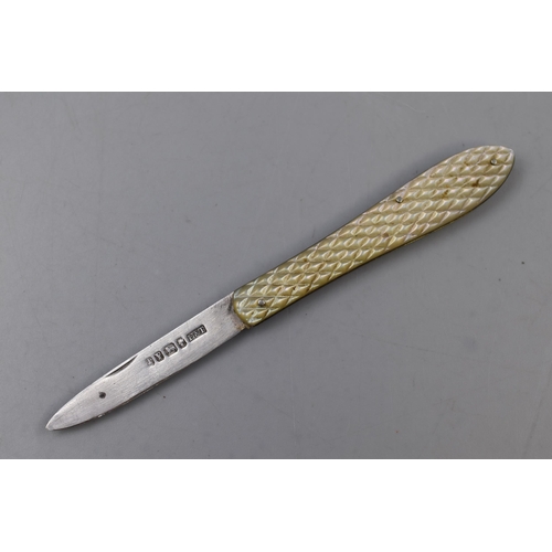 31 - Victorian Hallmarked Silver Pocket Knife (Length 11cm)