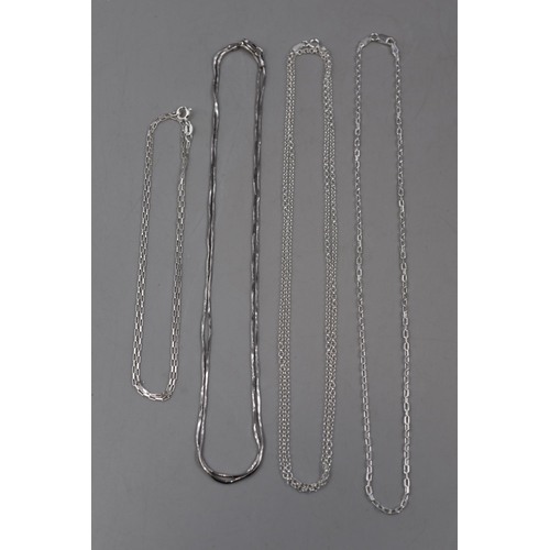 171 - Four 925 Silver Necklaces, Various Lengths