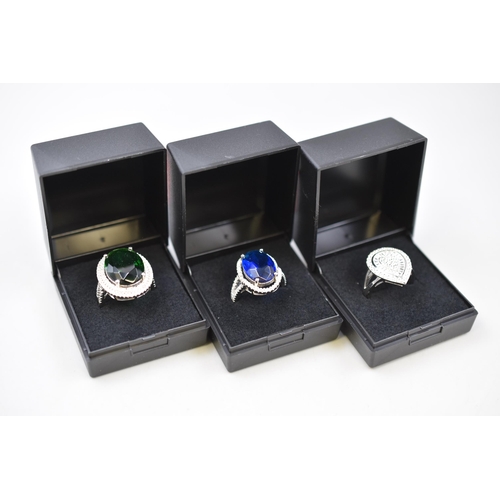 174 - Three 925 Silver Rings Complete With Presentation Boxes