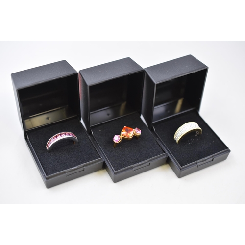 175 - Three 925 Silver Rings Complete With Presentation Boxes