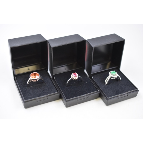 179 - Three 925 Silver Rings Complete With Presentation Boxes