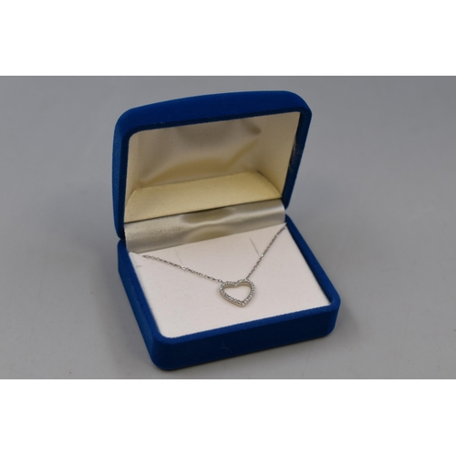 56 - Silver 925 Heart Pendant Necklace Complete with Presentation Box