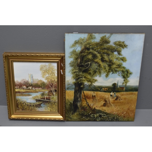 288 - Two Original Oil Paintings To Include Gilt Framed Ann Celia Freeman Oil on Board 'Christchurch Prior... 