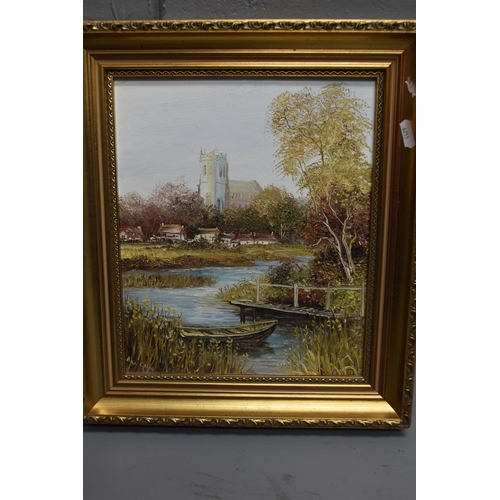 288 - Two Original Oil Paintings To Include Gilt Framed Ann Celia Freeman Oil on Board 'Christchurch Prior... 