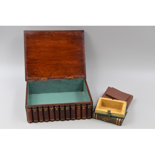 206 - Two Book Style Jewellery Boxes To Include Jane Eyre (Approx 7.5cm Tall), And Pocket Watch/Quill (AF)