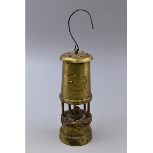 295 - A Miniature Brass Miners Lamp, Hockley Lamp & Limelight Company. Approx 16cm Tall, AF