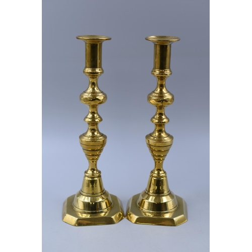 296 - Pair of 19th Century Brass Candlesticks (10