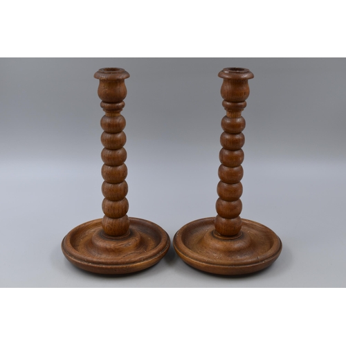 297 - Pair of Oak Candlesticks (10