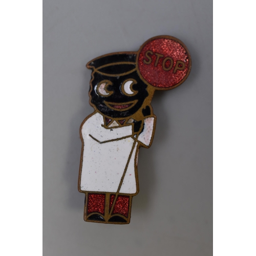 213 - A Vintage Enamelled Robertson Jam Golly Lollipop Man Pin Badge