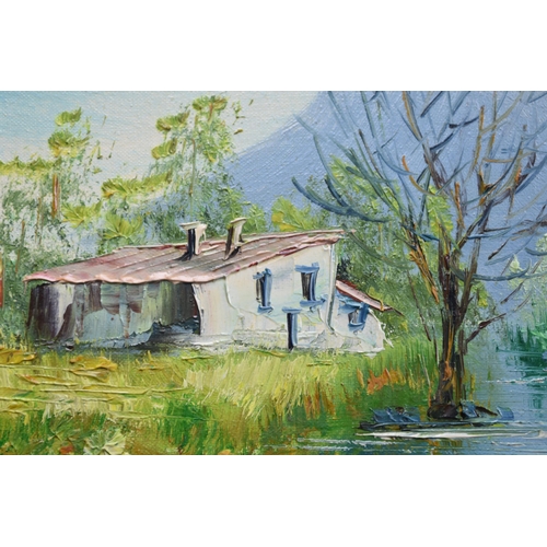 310 - Framed Oil on Canvas of River Rural Scene Approx. 32cm x 27cm