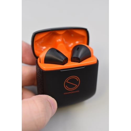 322 - Egnaro ES3 wireless sport earphones with touch sensors orange and black