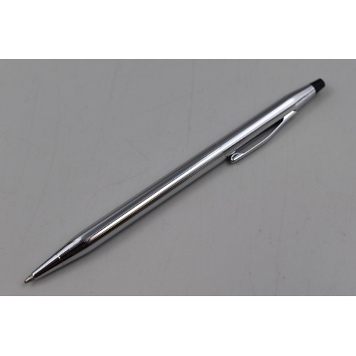 223 - A Cross Silver Tone Ball Point Pen In Presentation Case, Inscribed 'GUKR 10 Years of Service'