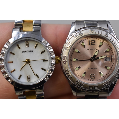 109 - Two Ladies Sekonda Stainless Steel Watches (Both Working)