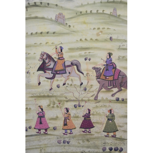 335 - A Set of Two Framed Painted Silk Art Pieces Depicting Persian Empire Characters, Approx 80cm x 55cm.... 