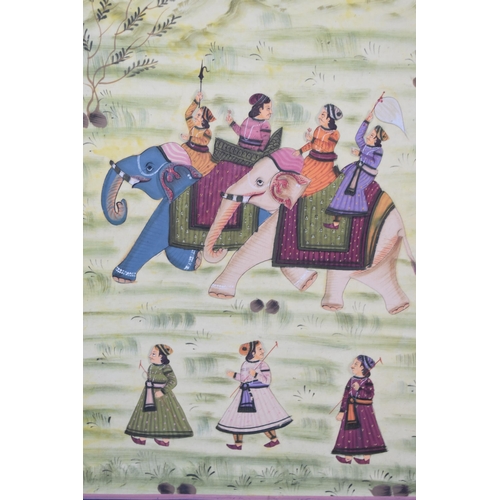 335 - A Set of Two Framed Painted Silk Art Pieces Depicting Persian Empire Characters, Approx 80cm x 55cm.... 