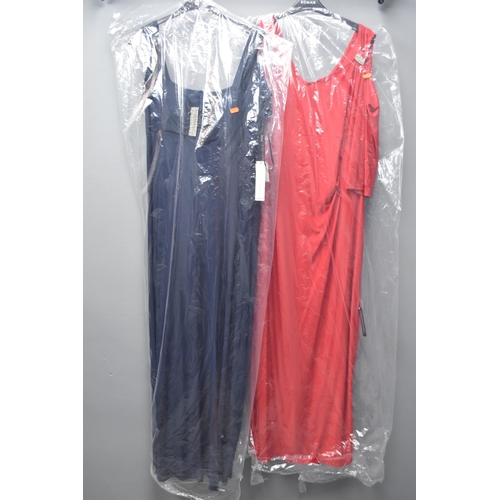 403 - Two, New Ladies Evening Wear By 'Roman' Size 20, One In Red and One In 'Midnight Blue' Complete With... 