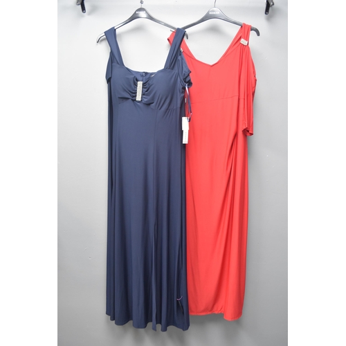 403 - Two, New Ladies Evening Wear By 'Roman' Size 20, One In Red and One In 'Midnight Blue' Complete With... 