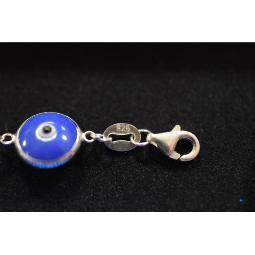 128 - Three 925 Silver Evil Eye Good Luck Bracelets, Beads in Various Colours Complete with Presentation B... 