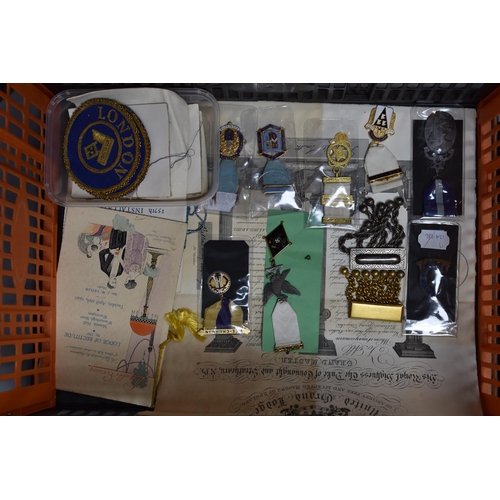 231 - Selection of Masonic Memorabilia including 1940s Menu, Medals and patch Badge