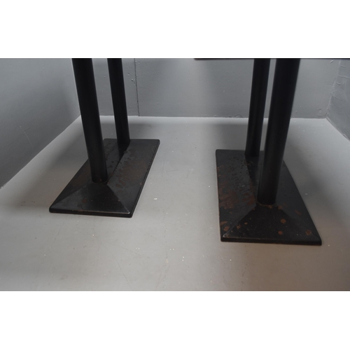 410 - Two Hardwood Topped Restaurant Tables With Metal Base. Largest Approx 150cm x 60cm x 75cm