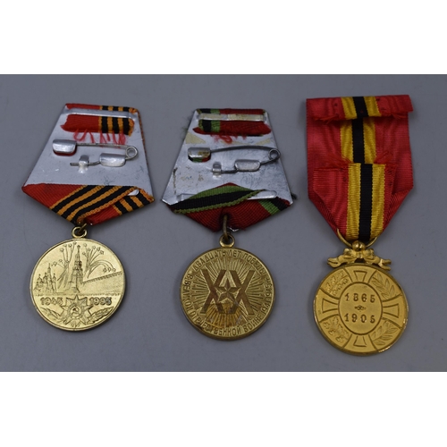 244 - Three Russian/Soviet Medals, Includes Anniversary Victory Medal, And Others