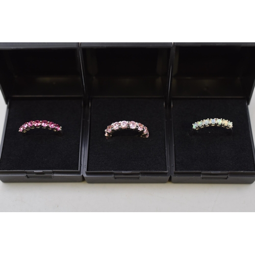 142 - Three 925 Silver Rings Complete With Presentation Boxes