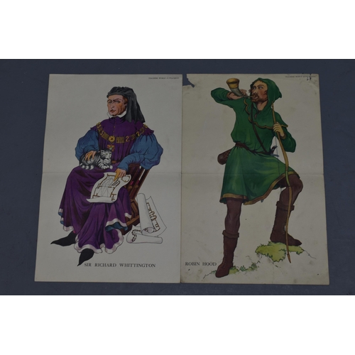 145 - A Selection of Six Teachers World Supplement Colour Prints of Famous Historical Figures. Includes Th... 