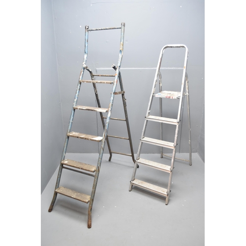 550 - Two Sets of Folding Step Ladders to include a Aluminium Five Tier and a Metal Five Tier ***NO POSTAG... 