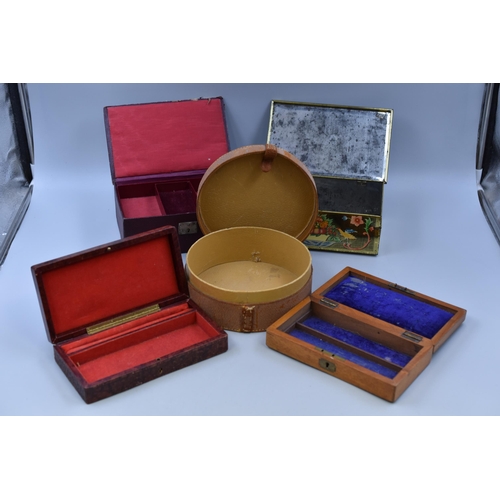 470 - A Selection of Vintage Jewellery/Trinket Boxes To Include Nautical, Wooden, Leather Circular, And Mo... 