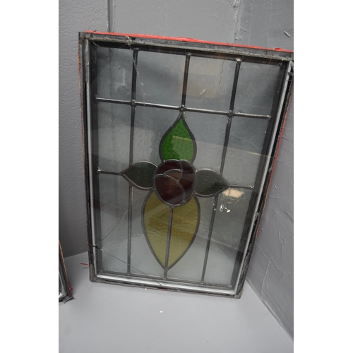 558 - Six early 20th century leaded double glazed stained glass window panels. Four sizes - 180cm x 50cm (... 