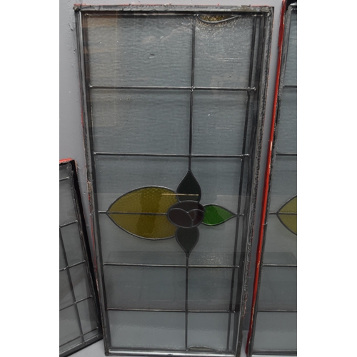 558 - Six early 20th century leaded double glazed stained glass window panels. Four sizes - 180cm x 50cm (... 