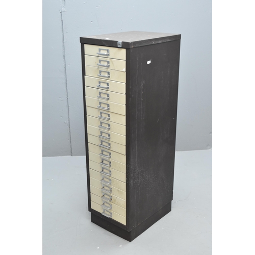 481 - An Eighteen Drawer Industrial Style Metal Filing Cabinet, Approx 105cm Tall