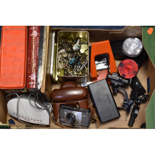 586 - Mixed Lot including Vintage Keys, Bicycle Lights (Working) Cameras, Guillotine and More