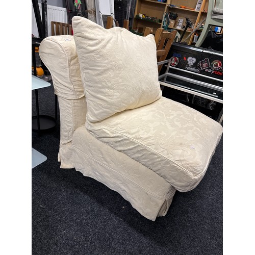 536 - A Cream Floral Fabric Feather Filled , removable covering, Tetrad Preston Bedroom Chair, Approx 80cm... 