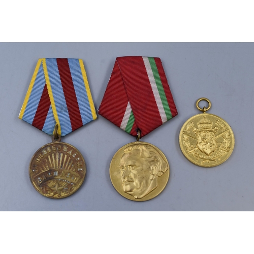 243 - Three Medals To Include Russia Capture of Warsaw, Bulgarian Medal, And Other